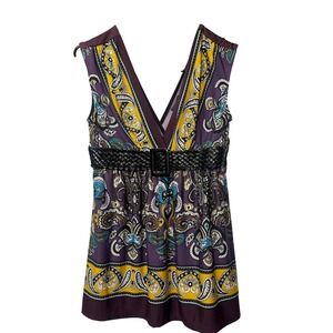 Wet Seal Y2K Paisley Styled Sleeveless Tank with Belt